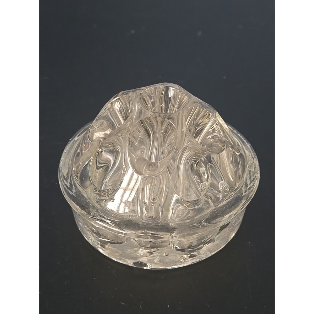 Vintage Clear Glass 11 Hole Flower Frog Vase Vintage